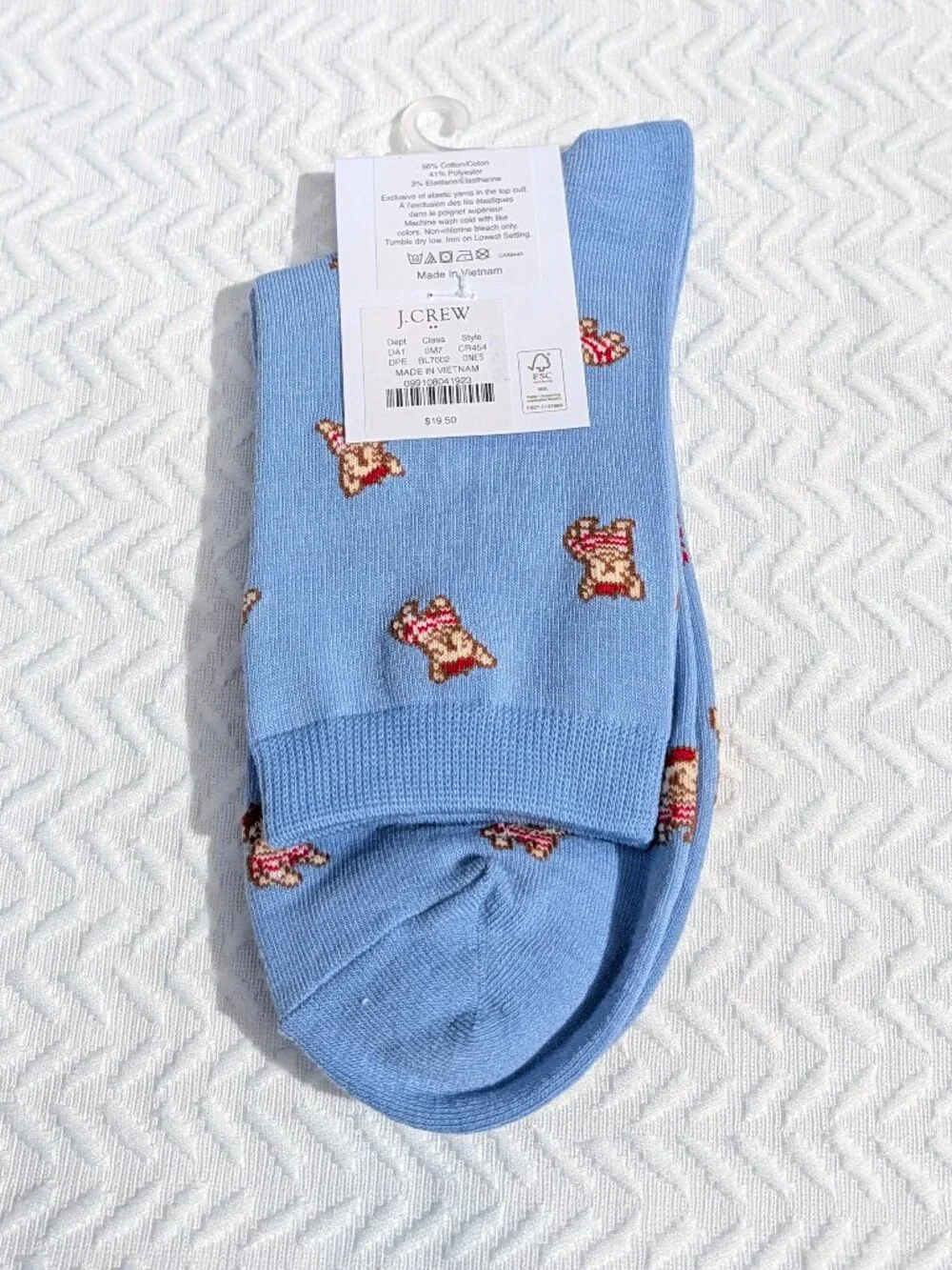 J.Crew French Bulldog Boot Socks - Blue Dog Pattern One Size - NWT